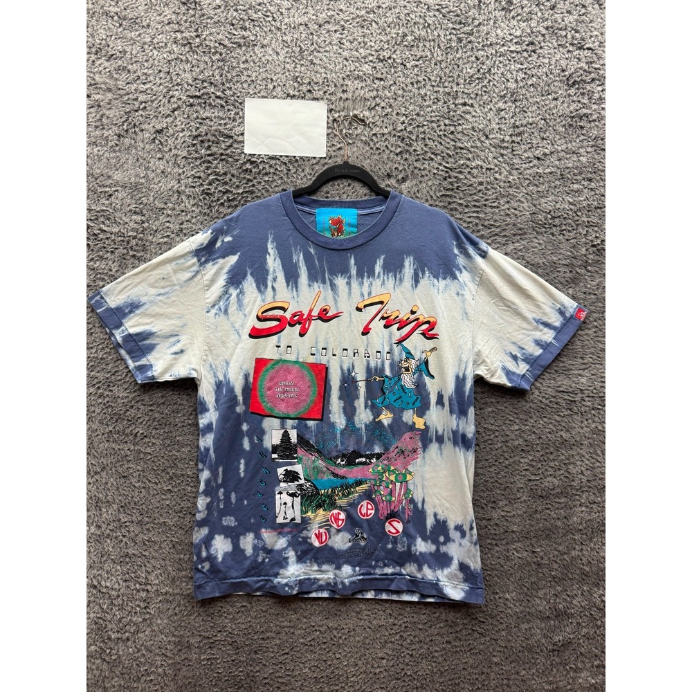 Jungles Jungles Safe Trip To Colorado Graphic Tie-Dye Tee Bleach Navy Size XL